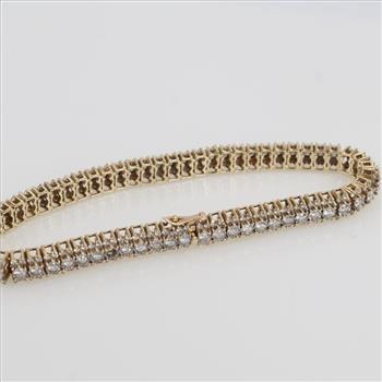 5.43cts TW Diamond 10kt Gold In-Line Bracelet - Evaluated By Our Certified Gemologist-AGS/GIA