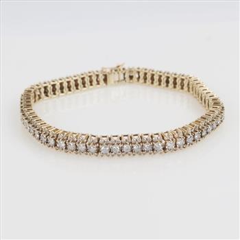 5.43cts TW Diamond 10kt Gold In-Line Bracelet - Evaluated By Our Certified Gemologist-AGS/GIA