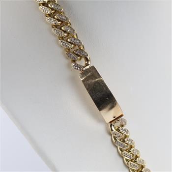 5.67cts TW Diamond 10kt Gold Curb Chain Necklace-Evaluated By Our Certified Gemologist-AGS/GIA