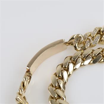 5.67cts TW Diamond 10kt Gold Curb Chain Necklace-Evaluated By Our Certified Gemologist-AGS/GIA