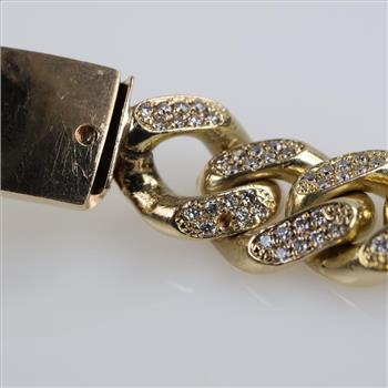 5.67cts TW Diamond 10kt Gold Curb Chain Necklace-Evaluated By Our Certified Gemologist-AGS/GIA