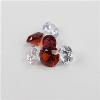 6 Clear And Orange Faceted Loose Jewelry Craft Stones