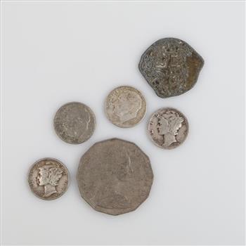 6 US And Foreign Currency, Includes Silver Coins