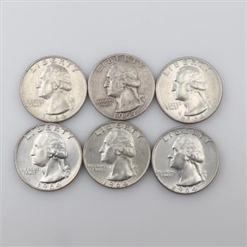 6 US Silver Quarters