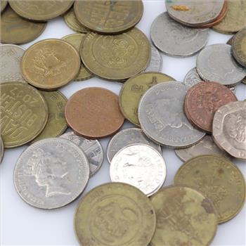 60+ Foreign Coins And Tokens