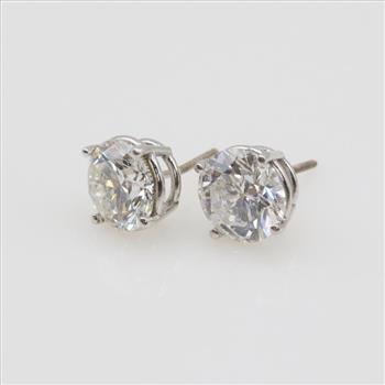 6.00cts TW 14kt White Gold Earrings-Evaluated By Our Certified Gemologist-AGS/GIA