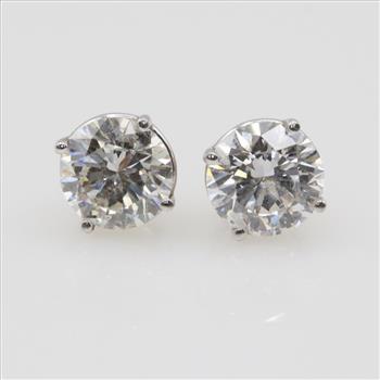 6.00cts TW 14kt White Gold Earrings-Evaluated By Our Certified Gemologist-AGS/GIA