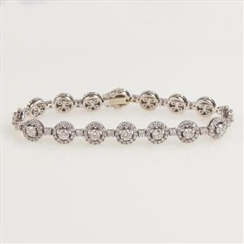 6.08cts TW Diamond 18kt White Gold Bracelet- Evaluated By Our Certified Gemologist-AGS/GIA