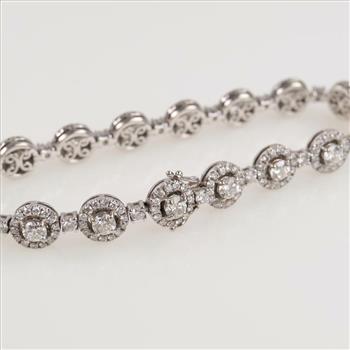 6.08cts TW Diamond 18kt White Gold Bracelet- Evaluated By Our Certified Gemologist-AGS/GIA