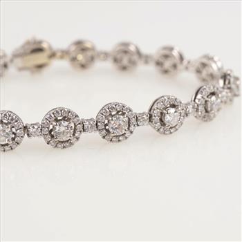6.08cts TW Diamond 18kt White Gold Bracelet- Evaluated By Our Certified Gemologist-AGS/GIA