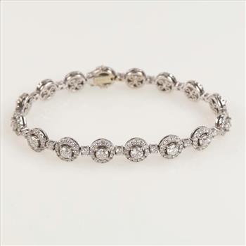 6.08cts TW Diamond 18kt White Gold Bracelet- Evaluated By Our Certified Gemologist-AGS/GIA