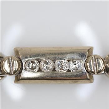 6.72ctTW Diamond 14kt White Gold Link Chain Necklace -Evaluated By Our Certified Gemologist-AGS/GIA