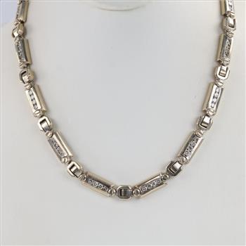 6.72ctTW Diamond 14kt White Gold Link Chain Necklace -Evaluated By Our Certified Gemologist-AGS/GIA