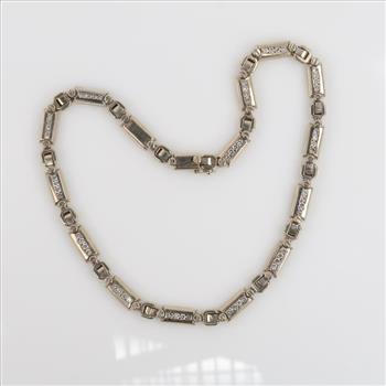 6.72ctTW Diamond 14kt White Gold Link Chain Necklace -Evaluated By Our Certified Gemologist-AGS/GIA