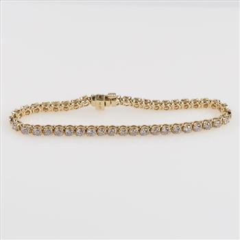 6.75cts TW Diamond 10kt Gold Tennis Bracelet-Evaluated By Our Certified Gemologist-AGS/GIA