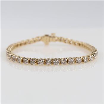 6.75cts TW Diamond 10kt Gold Tennis Bracelet-Evaluated By Our Certified Gemologist-AGS/GIA