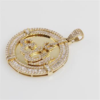 6.88cts TW Diamond 14kt Gold Disc Pendant-Evaluated By Our Certified Gemologist-AGS/GIA