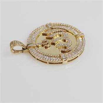 6.88cts TW Diamond 14kt Gold Disc Pendant-Evaluated By Our Certified Gemologist-AGS/GIA