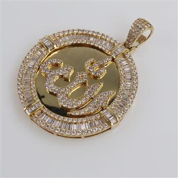 6.88cts TW Diamond 14kt Gold Disc Pendant-Evaluated By Our Certified Gemologist-AGS/GIA