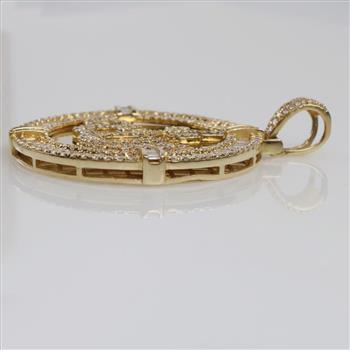 6.88cts TW Diamond 14kt Gold Disc Pendant-Evaluated By Our Certified Gemologist-AGS/GIA