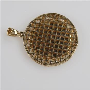 6.88cts TW Diamond 14kt Gold Disc Pendant-Evaluated By Our Certified Gemologist-AGS/GIA