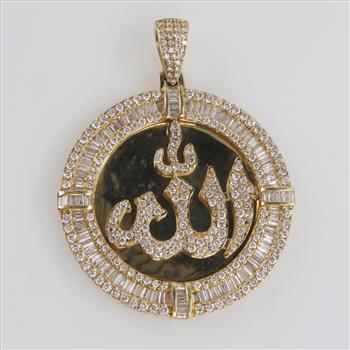 6.88cts TW Diamond 14kt Gold Disc Pendant-Evaluated By Our Certified Gemologist-AGS/GIA