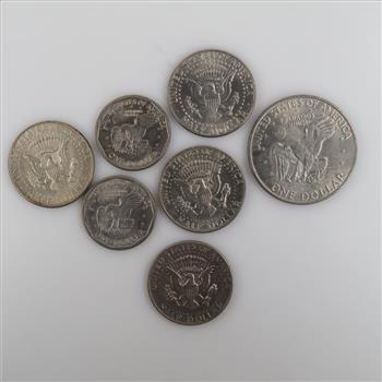 7 US Coins, Includes 1 Silver Clad Half Dollar