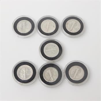 7 US Mercury Silver Dimes