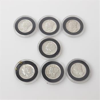 7 US Mercury Silver Dimes