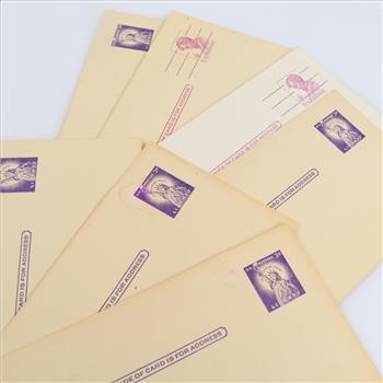 7 US Pre Stamped Plain Post Cards