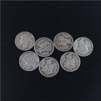 7 US Silver Mercury Dimes