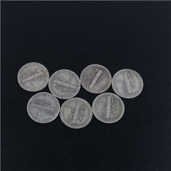 7 US Silver Mercury Dimes