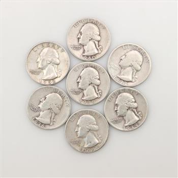 7 US Silver Quarters