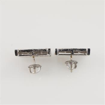 7.26cts TW Diamond 10kt White Gold Square Earrings-Evaluated By Our Certified Gemologist-AGS/GIA