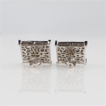 7.26cts TW Diamond 10kt White Gold Square Earrings-Evaluated By Our Certified Gemologist-AGS/GIA