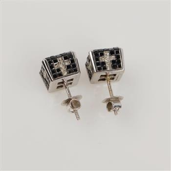 7.44ctTW Diamond 14kt White Gold Square Earrings - Evaluated By Certified Gemologist - AGS / GIA