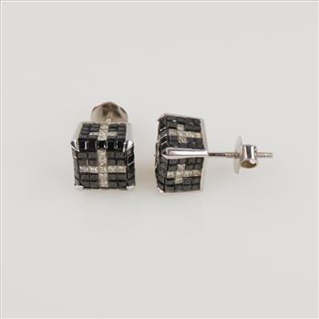 7.44ctTW Diamond 14kt White Gold Square Earrings - Evaluated By Certified Gemologist - AGS / GIA