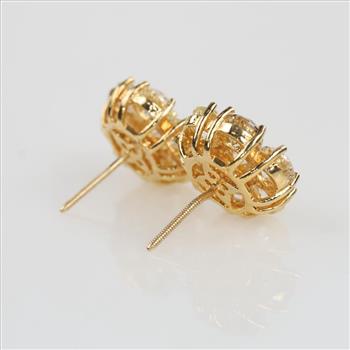 7.50cts TW Diamond 14kt Gold Stud Earrings-Evaluated By Our Certified Gemologist-AGS/GIA