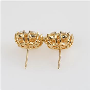 7.50cts TW Diamond 14kt Gold Stud Earrings-Evaluated By Our Certified Gemologist-AGS/GIA