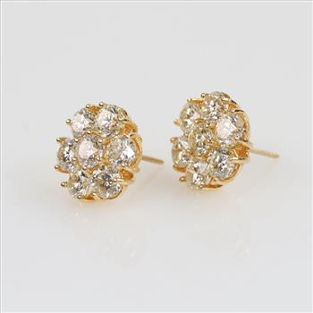7.50cts TW Diamond 14kt Gold Stud Earrings-Evaluated By Our Certified Gemologist-AGS/GIA