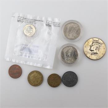 8 US And Foreign Coins, Includes 1 Silver Coin
