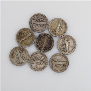 8 US Silver Mercury Dimes