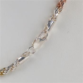 .800 -.900 Silver Twisted Rope Chain Necklace