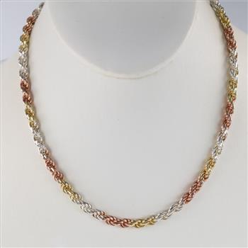.800 -.900 Silver Twisted Rope Chain Necklace
