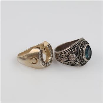 .800 Silver and Silver Filled Rings, 2 Pieces