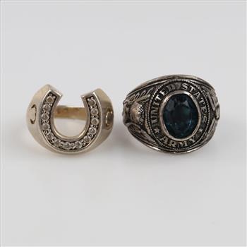 .800 Silver and Silver Filled Rings, 2 Pieces