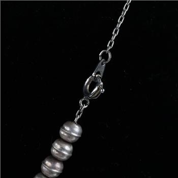 .800 Silver Pearl Beads And Turquoise Necklace