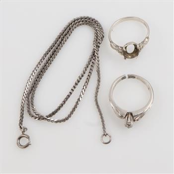 .800-.900 Silver Jewelry, 3 Pieces