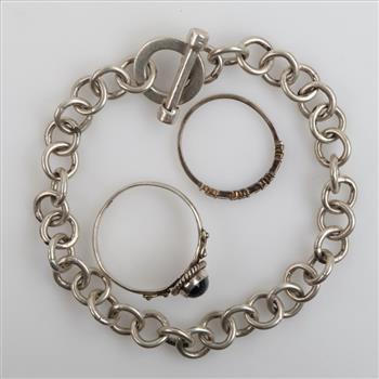 .800-.900 Silver Jewelry, 3 Pieces