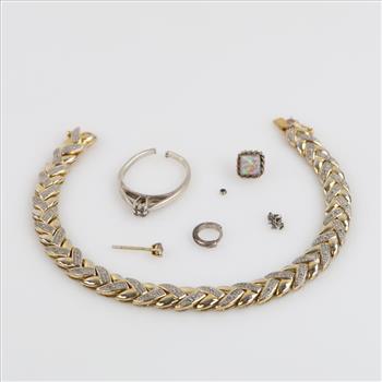 .800-.900 Silver Jewelry, 6 Pieces